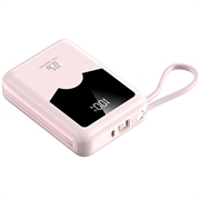 YM-1422 Mini-varavirtalähde 20000mAh - USB-C- ja Lightning-kaapelit - vaaleanpunainen