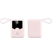 YM-1422 Mini-varavirtalähde 20000mAh - USB-C- ja Lightning-kaapelit - vaaleanpunainen