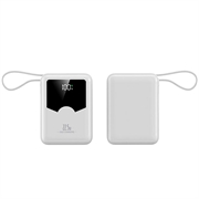 YM-1422 Mini-varavirtalähde 20000mAh - USB-C- ja Lightning-kaapelit - valkoinen