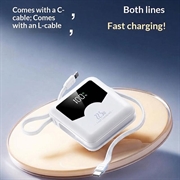 YM-1422 Mini-varavirtalähde 20000mAh - USB-C- ja Lightning-kaapelit - valkoinen