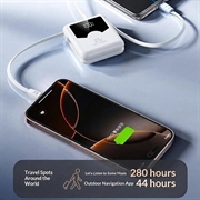 YM-1422 Mini-varavirtalähde 20000mAh - USB-C- ja Lightning-kaapelit - valkoinen