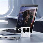 YM-1422 Mini-varavirtalähde 20000mAh - USB-C- ja Lightning-kaapelit - valkoinen