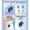 Yesido GS31 USB 3.0 USB-C OTG-sovitin 18W - musta