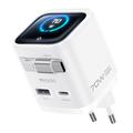 Yesido YC123 70W:n GaN-pikalaturi - TFT-näyttö, 2x USB-C, USB-A, 70cm:n USB-C-kaapeli - valkoinen