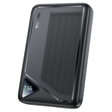 Yesido YP82 10000mAh Powerbank digitaalisella näytöllä - 22.5W, 2x USB-A, USB-C - musta
