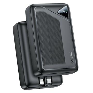 Yesido YP85 20000mAh Powerbank sisäänrakennetuilla Type-C ja Lightning-kaapeleilla - 22.5W - musta