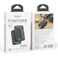 Yesido YP85 20000mAh Powerbank sisäänrakennetuilla Type-C ja Lightning-kaapeleilla - 22.5W - musta