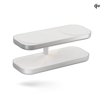 Zens Aluminium Quattro Wireless Charger Pro 4 ja 65W virtalähde - MagSafe-yhteensopiva, Qi2 - Valkoinen