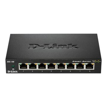 D-Link DGS 108 8-porttinen Hallitsematon Gigabit Metalli Työpöydän Kytkin - Musta