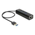 Delock 3-Port + 1-Port Gigabit LAN USB 3.0 Hub - 10/100/1000 Mbps