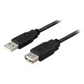 Deltaco USB 2.0 Jatkokaapeli - 5m - Musta