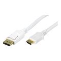 Deltaco DisplayPort / HDMI-näyttökaapeli - 3m - Valkoinen
