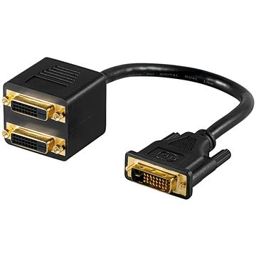 Goobay Dual Link DVI-D uros / 2 Dual Link DVI-D naaras sovitinkaapeli - musta