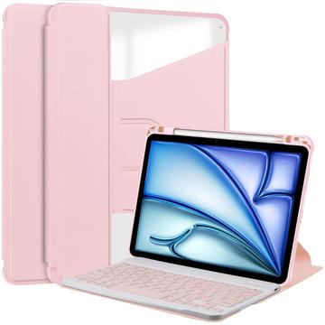 iPad Air 11 2024/2025 360 kääntyvä älykotelo Bluetooth-näppäimistöllä - vaaleanpunainen