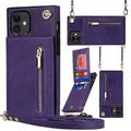 iPhone 11 Hybridikotelo, jossa lompakko ja kiinnityslenkki - violetti