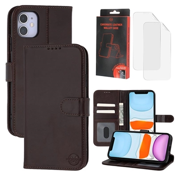 iPhone 11 MyTPhone CardMate Nahkainen lompakkokotelo - Tummanruskea