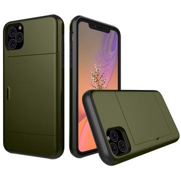 iPhone 11 Pro Hybridikotelo Liukuvalla Korttipaikalla - Vert Armée