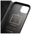 Qialino Classic iPhone 12/12 Pro Lompakkomallinen Nahkakotelo - Musta