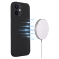 iPhone 12 Mini Nestemäinen Silikoni Suojakuori - MagSafe-yhteensopiva - Musta