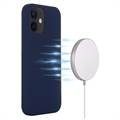 iPhone 12 Mini Nestemäinen Silikoni Suojakuori - MagSafe-yhteensopiva - Tummansininen