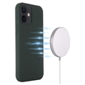 iPhone 12 Mini Nestemäinen Silikoni Suojakuori - MagSafe-yhteensopiva - Tummanvihreä
