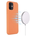 iPhone 12 Mini Nestemäinen Silikoni Suojakuori - MagSafe-yhteensopiva - Oranssi