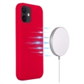 iPhone 12 Mini Nestemäinen Silikoni Suojakuori - MagSafe-yhteensopiva - Punainen