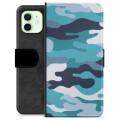 iPhone 12 Premium Lompakkokotelo - Sininen Maastokuviointi