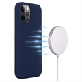 iPhone 12/12 Pro Nestemäinen Silikoni Suojakuori - MagSafe-yhteensopiva - Tummansininen