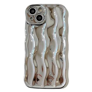 iPhone 13 3D Lineaarinen Aaltoileva Kotelo - Hopea