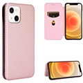 iPhone 13 Flip Läppäkotelo - Hiilikuitu - Ruusukulta