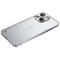 iPhone 13 Bumper Metallico Karkaistulla Lasisella Takapaneelilla - Hopea