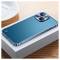 iPhone 13 Mini Bumper Metallico Karkaistulla Lasisella Takapaneelilla - Sininen