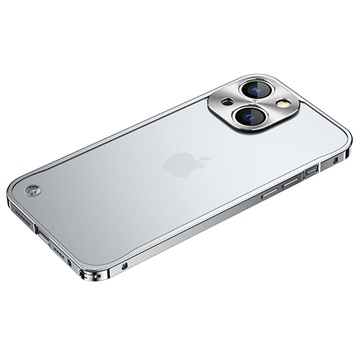 iPhone 13 Mini Bumper Metallico Karkaistulla Lasisella Takapaneelilla (Avoin pakkaus - Tyydyttävä) - Hopea