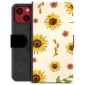iPhone 13 Mini Premium Lompakkokotelo - Auringonkukka