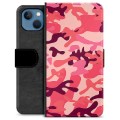iPhone 13 Premium Lompakkokotelo - Pinkki Maastokuviointi