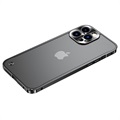 iPhone 13 Pro Max Bumper Metallico Karkaistulla Lasisella Takapaneelilla - Musta
