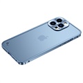 iPhone 13 Pro Max Bumper Metallico Karkaistulla Lasisella Takapaneelilla - Sininen