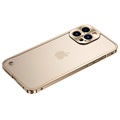 iPhone 13 Pro Max Bumper Metallico Karkaistulla Lasisella Takapaneelilla - Kulta