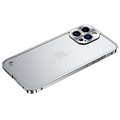 iPhone 13 Pro Max Bumper Metallico Karkaistulla Lasisella Takapaneelilla - Hopea