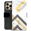 iPhone 13 Pro Max Premium Lompakkokotelo - Abstraktin Marmori