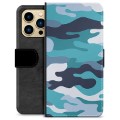 iPhone 13 Pro Max Premium Lompakkokotelo - Sininen Maastokuviointi