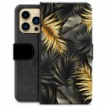 iPhone 13 Pro Max Premium Lompakkokotelo - Kultaiset Lehdet
