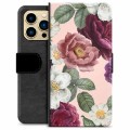 iPhone 13 Pro Max Premium Lompakkokotelo - Romanttiset Kukat