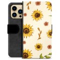 iPhone 13 Pro Max Premium Lompakkokotelo - Auringonkukka