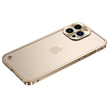 iPhone 13 Pro Bumper Metallico Karkaistulla Lasisella Takapaneelilla - Kulta