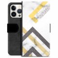 iPhone 13 Pro Premium Lompakkokotelo - Abstraktin Marmori