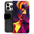 iPhone 13 Pro Premium Lompakkokotelo - Kubistinen muotokuva