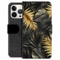 iPhone 13 Pro Premium Lompakkokotelo - Kultaiset Lehdet