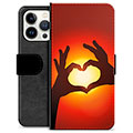 iPhone 13 Pro Premium Lompakkokotelo - Sydän Siluetti